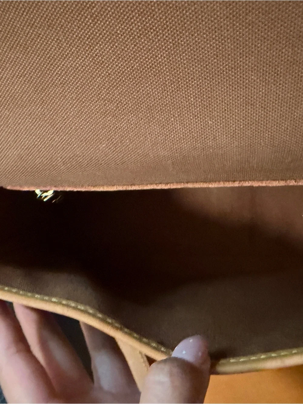 Louis Vuitton Monogram Canvas Shoulder Bag with Tan Trim